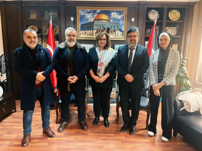 Palestinian Turkish Businessmen Union delegation at the Consulate of Palestine, Istanbul, January 2024.